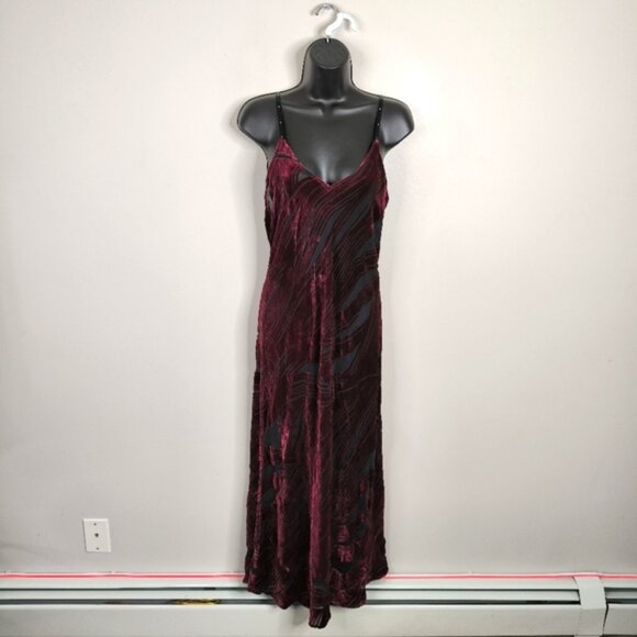 Vintage Dresses & Skirts - Vintage Y2K 2000s Burnout Velvet Velour Vamp Whismigoth Dark Fairy Midi Dress M